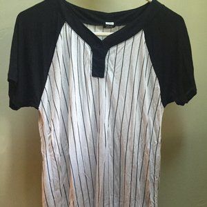 Stripped base ball tee